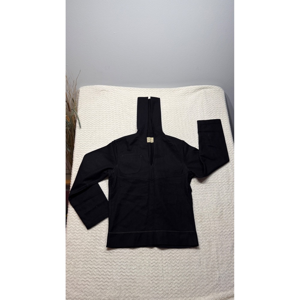 Vintage US Navy Wool Sailor Jumper Black Stencil Star Embroidered V-Neck